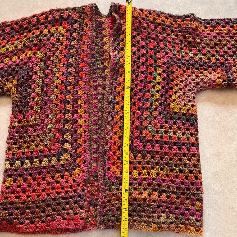 Handmade Hexagon Cardigan. Medium to XL. Boho. Unique - Picture 3 of 5